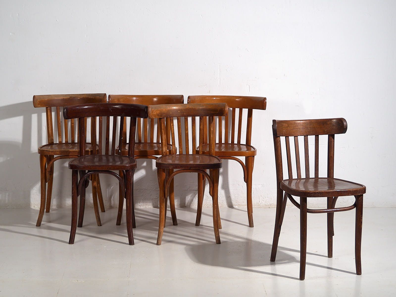 photo buy Antique Bistro Chairs (C.1920). Set Of 6 Pieces #1
