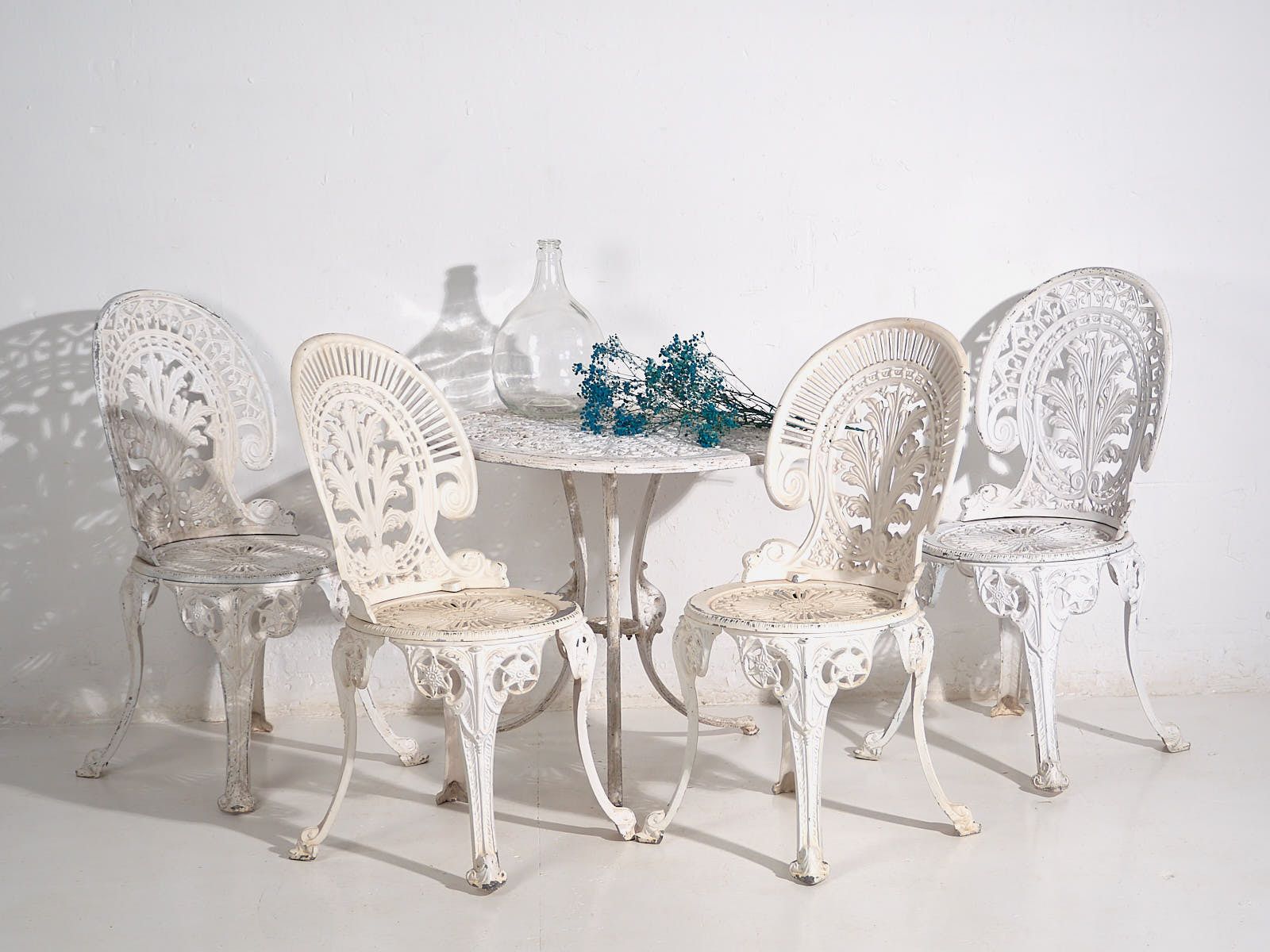 Art Nouveau Garden Table And Chairs Set (C.1950). Set Of 5 Pieces
