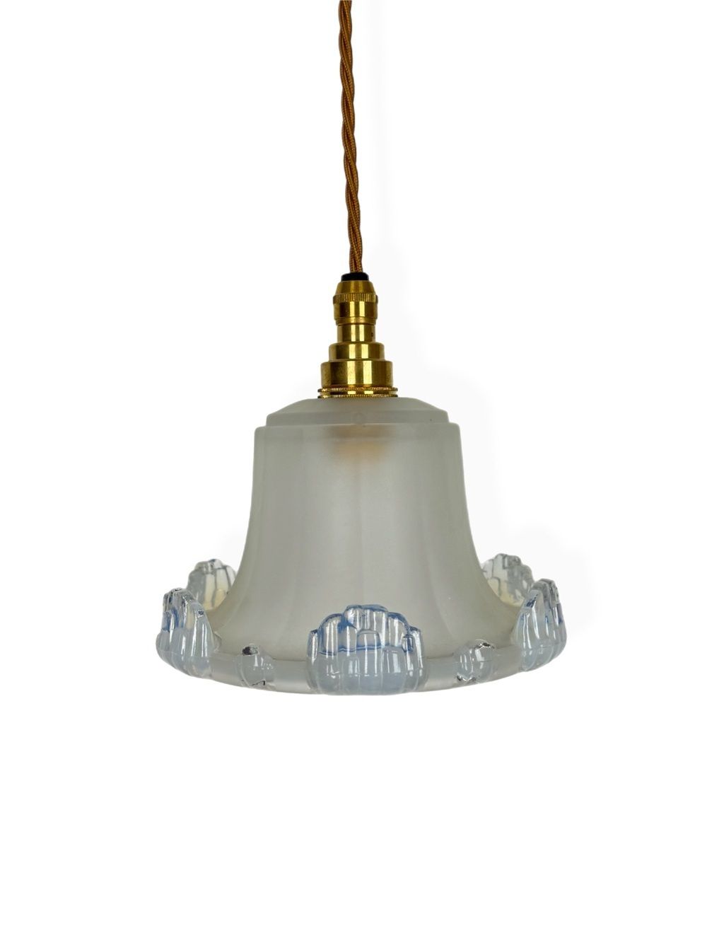Frosted Glass Pendant Light With Vaseline Glass Detail (22586)
