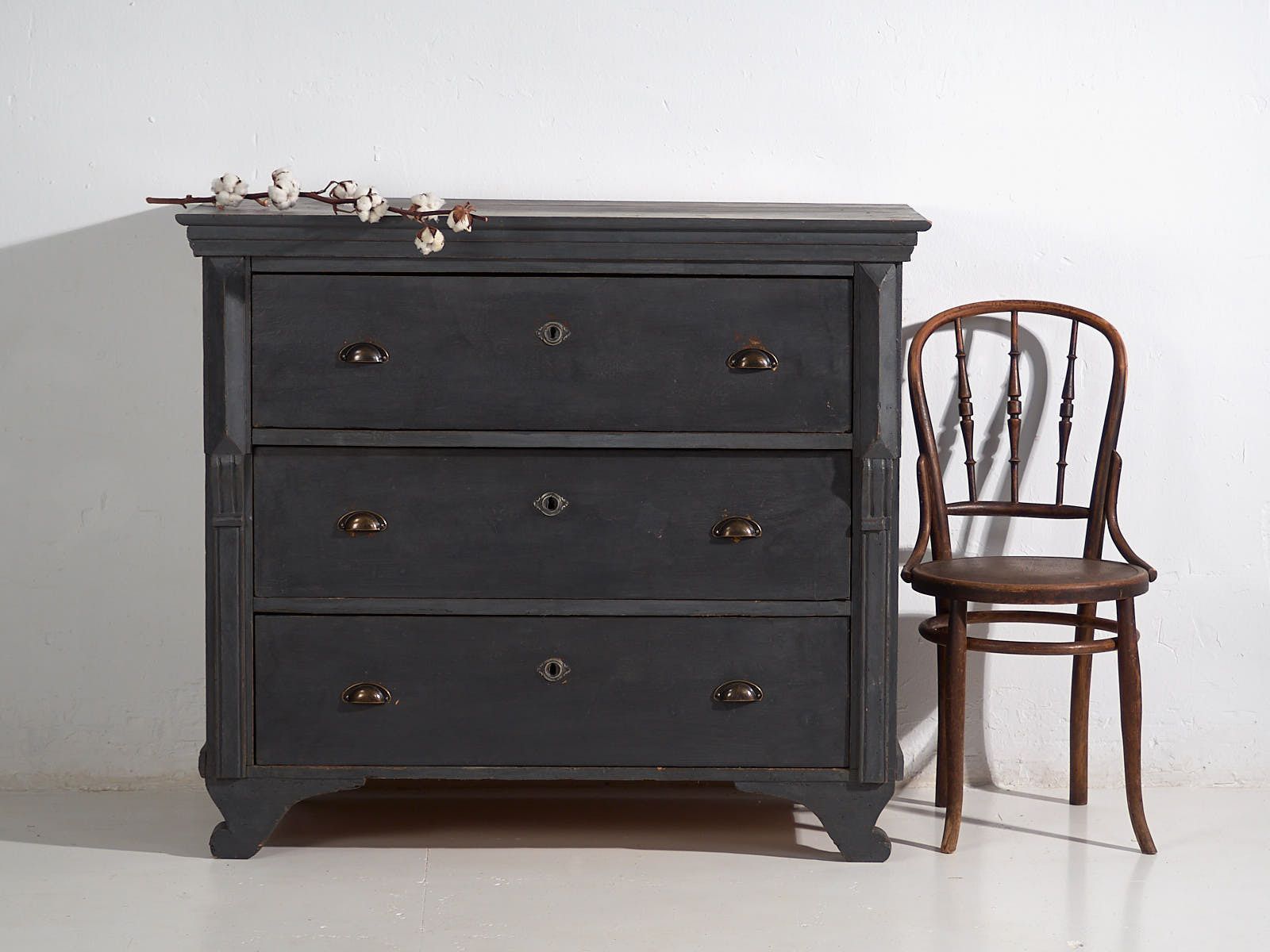 Furniture Antique Gray Chest Of Drawers (C.1920) #26 photo