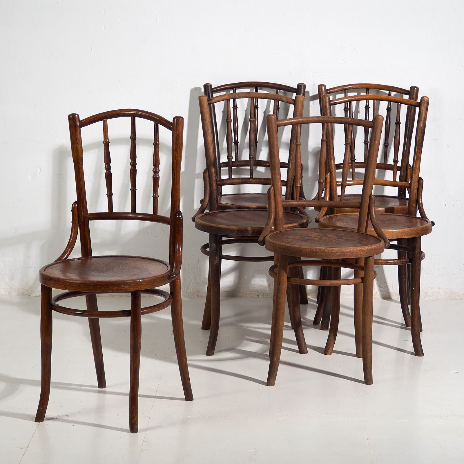 Antique Parisian Cafe Style Chairs (C.1920). Set Of 6 Pieces #3