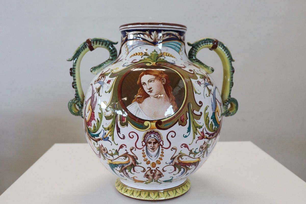 Ceramic Vase With Classical Decor From Faenza, Italy, 1950s photo furniture
