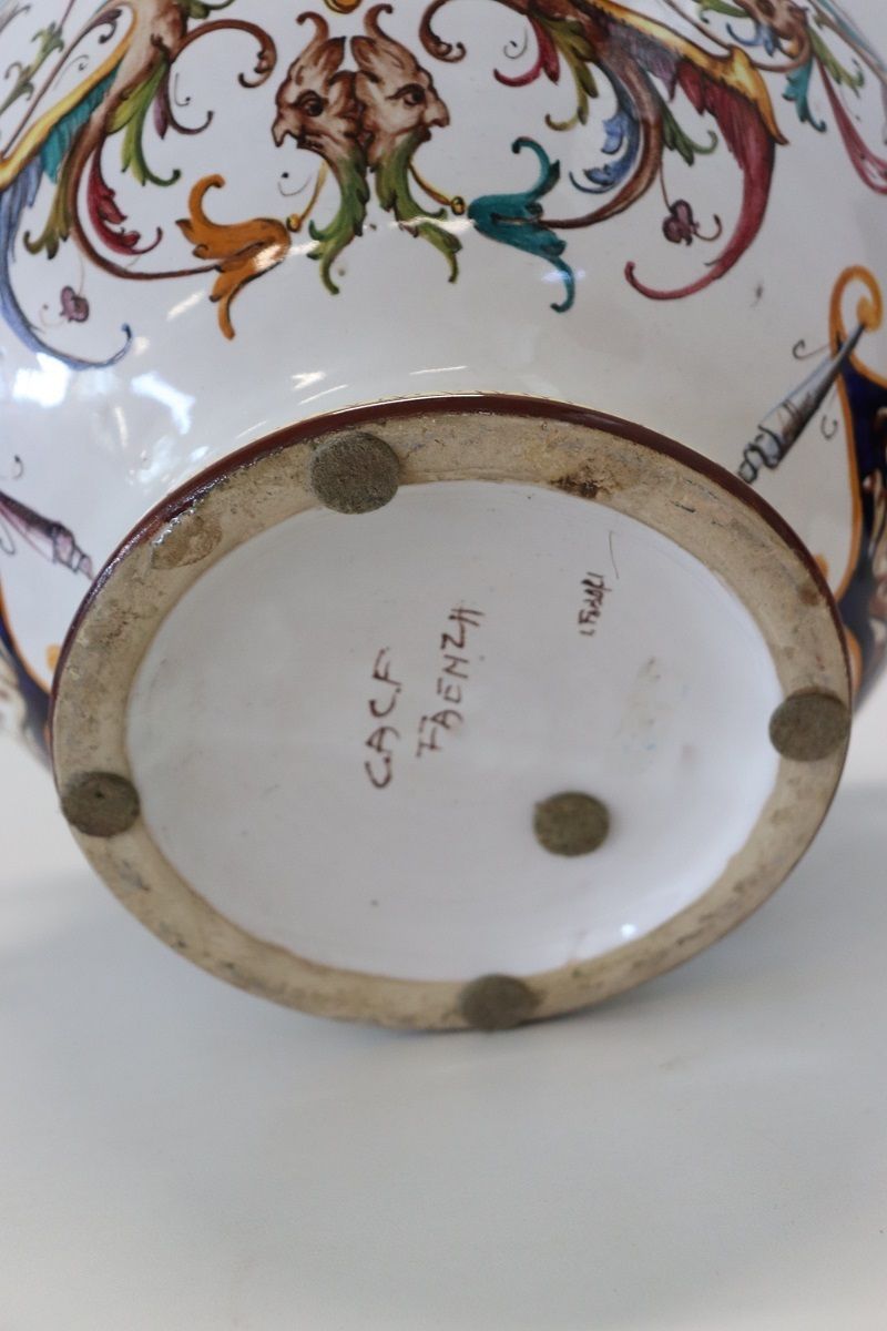 photo furniture Ceramic Vase With Classical Decor From Faenza, Italy, 1950s