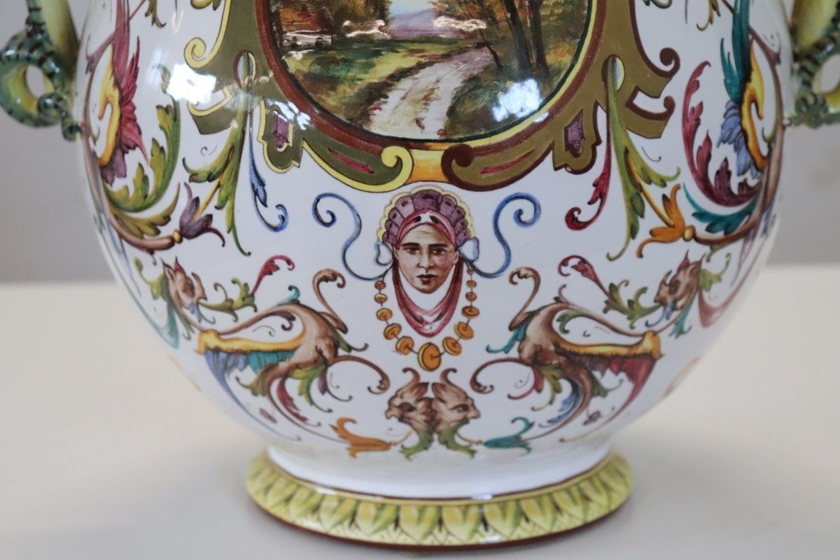 photo vinterior Ceramic Vase With Classical Decor From Faenza, Italy, 1950s