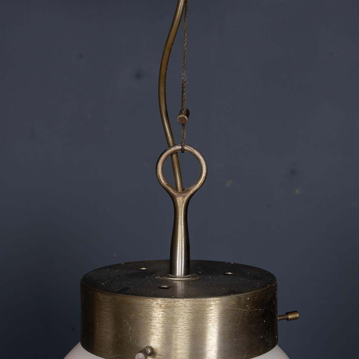20thc Italian Pair Of "Delta" Opaline Pendant Lights By Sergio Mazza C.1960 photo buy