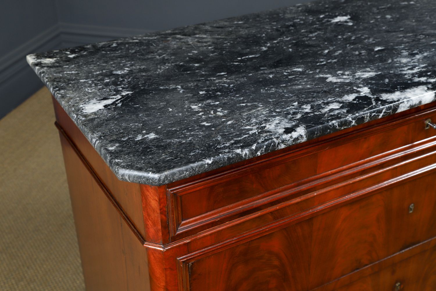 French Louis Philippe Biedermeier Flame Mahogany & Marble Bedroom Chest Of Drawers / Commode (Circa 1850) photo 2795.0
