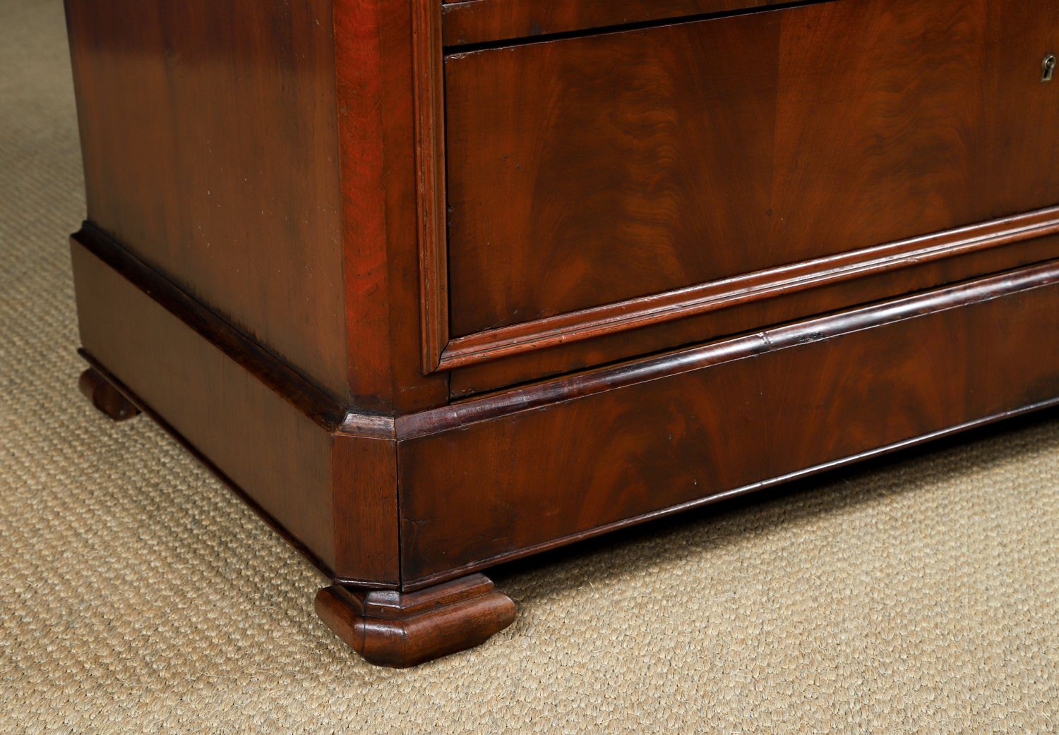photo for sale French Louis Philippe Biedermeier Flame Mahogany & Marble Bedroom Chest Of Drawers / Commode (Circa 1850)