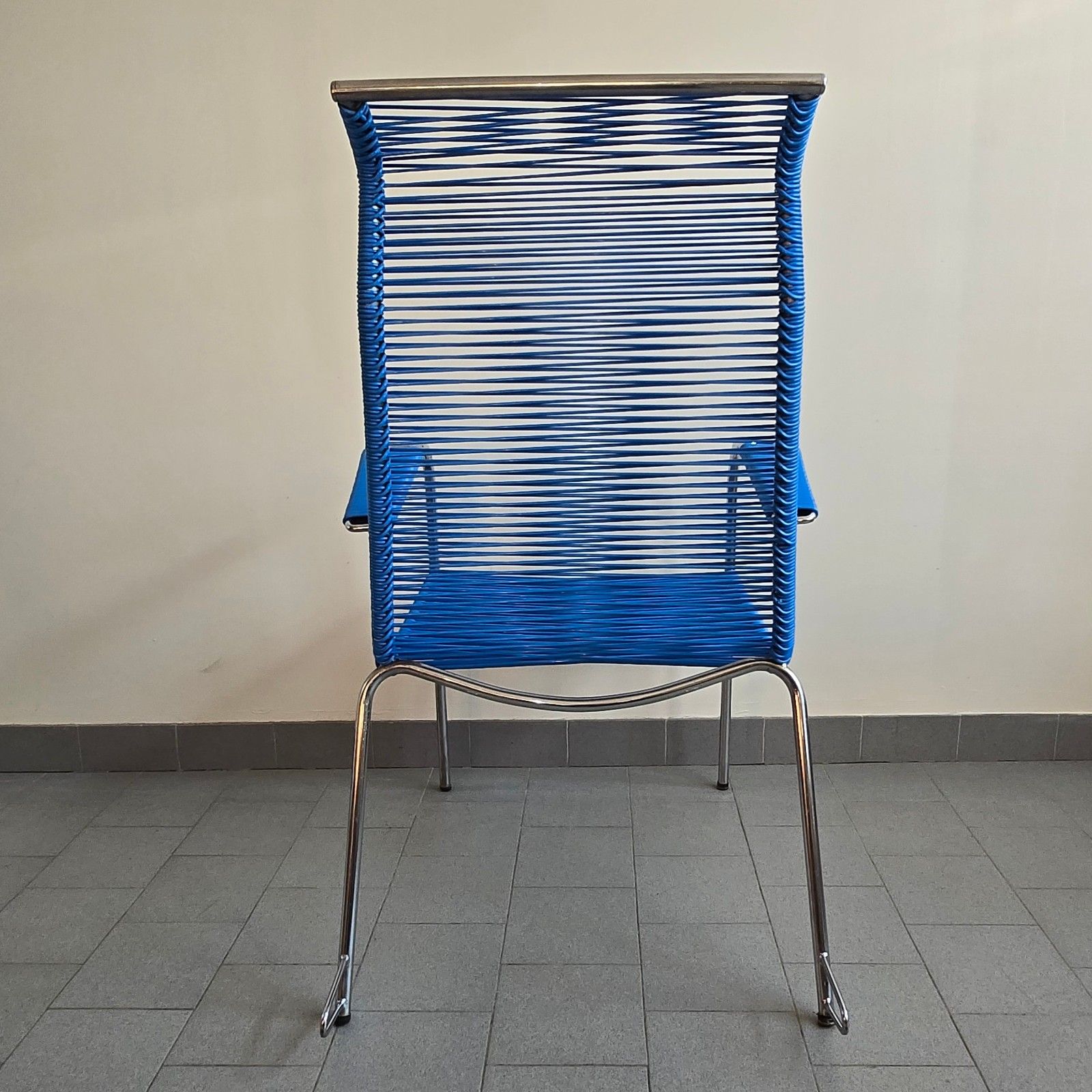Vintage 1960s Blue Wire & Chrome Steel Scoubidou Armchair 60s Retro 1960s Zazou photo buy