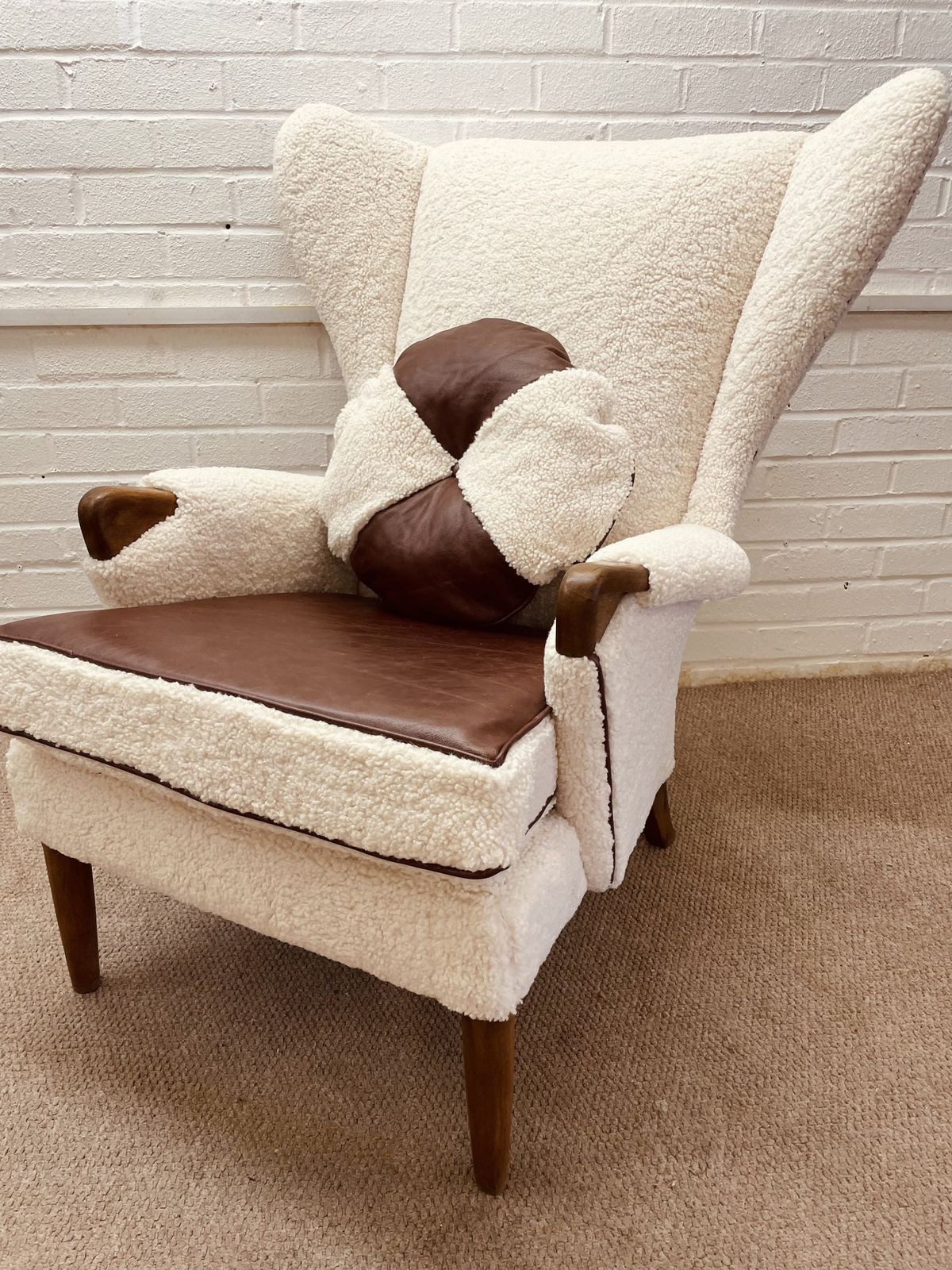 Original Parker Knoll Papa Bear Chair Reupholstered In Teddy Bear Fabric photo Furniture