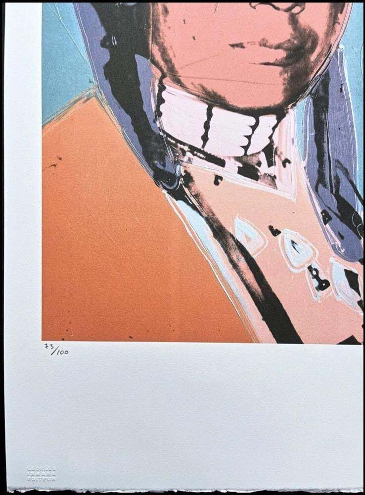 After Andy Warhol, Russell Means Blue Orange, 1980s, Lithograph photo for sale