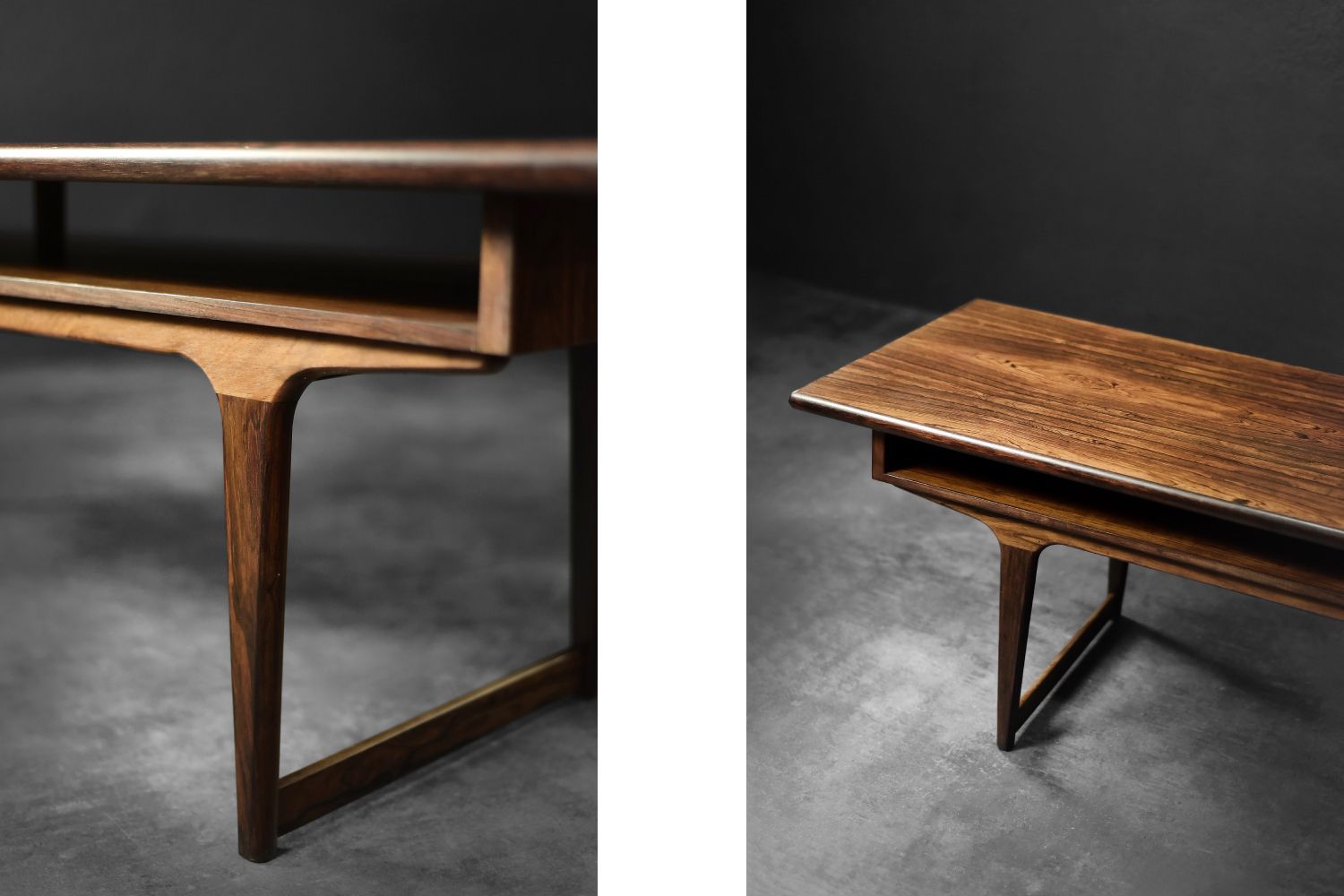 photo for sale Mid Century Modern Danish Rosewood Coffee Table With Shelf, 1960s