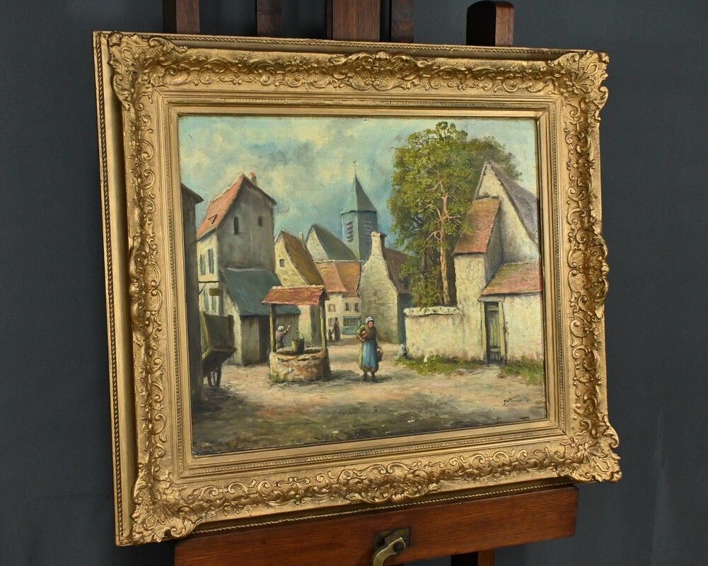 Painting “The Village” By Delacour – Late 19th Century photo for sale