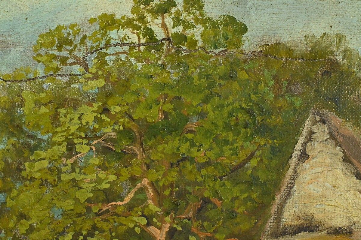photo furniture Painting “The Village” By Delacour – Late 19th Century