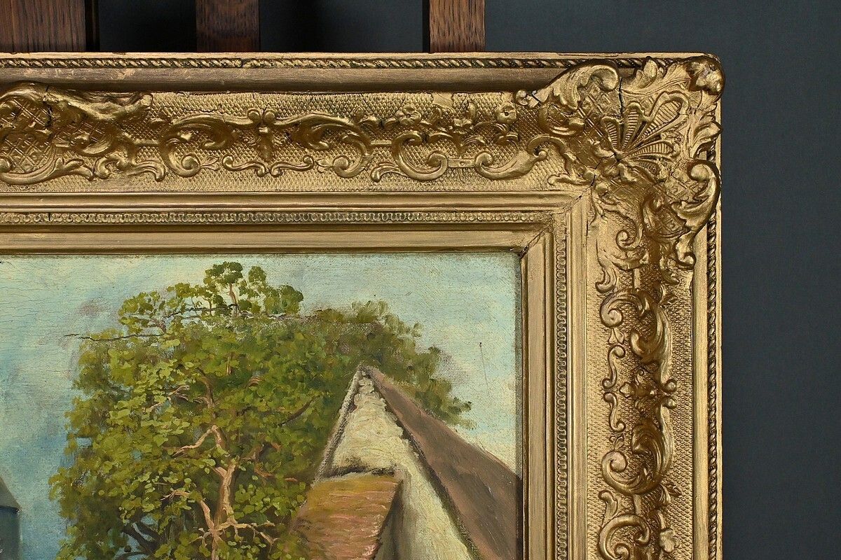 photo for sale Painting “The Village” By Delacour – Late 19th Century