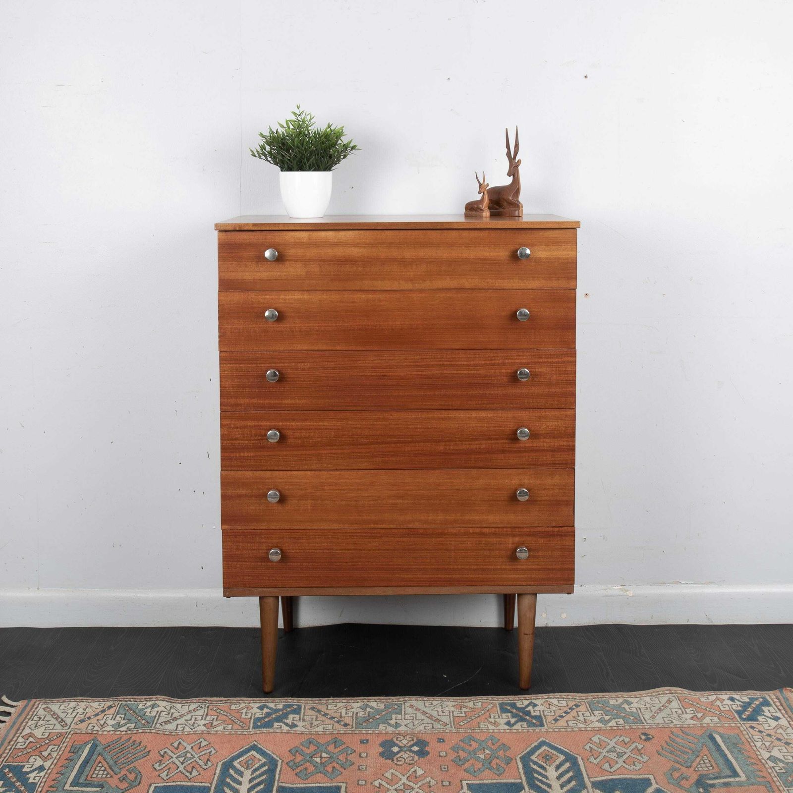 1960s Midcentury Teak Chest Of Drawers Made By Schreiber Bedside Cabinet On Legs