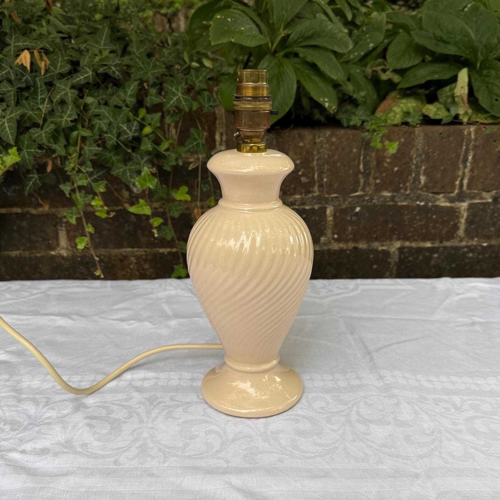 Pale Pink 1980s Ceramic Table Lamp By Goodson Lighting, Vintage Spiral Lamp, Retro Home Decor, Working, Pat Tested, 30cm Tall