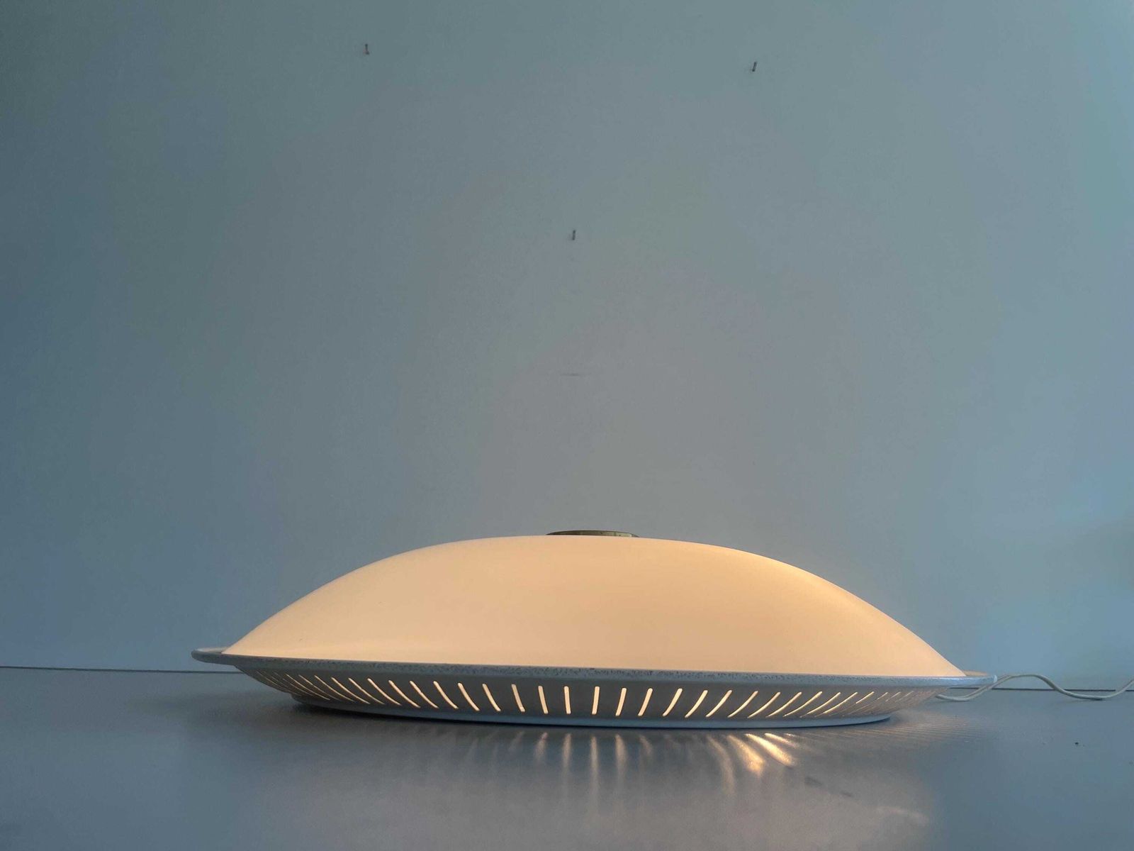 Mid Century Modern Glass And Brass Flush Mount By Hillebrand, 1960s, Germany photo furniture