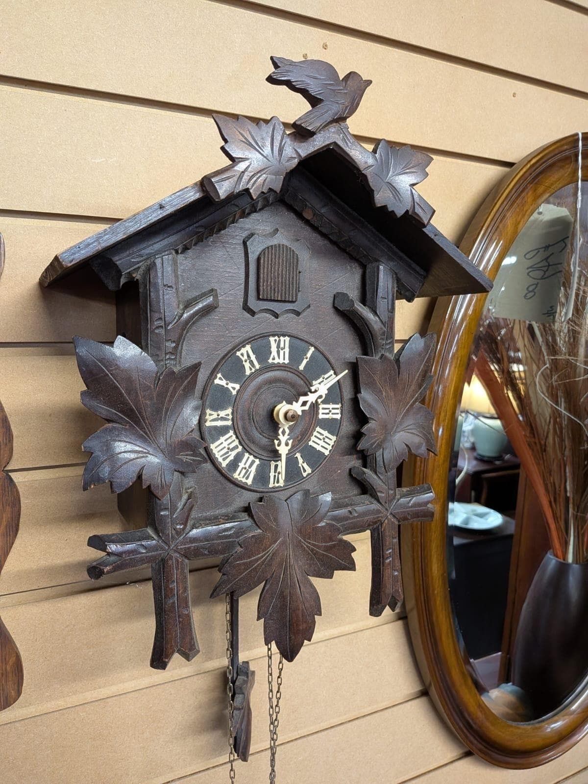 Mid Century German Schatz Linden Wood Black Forest Cuckoo Clock photo for sale