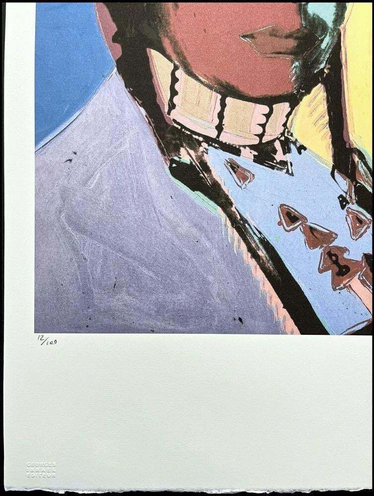 After Andy Warhol, Russell Means Yellow Blue , 1980s, Lithograph photo for sale