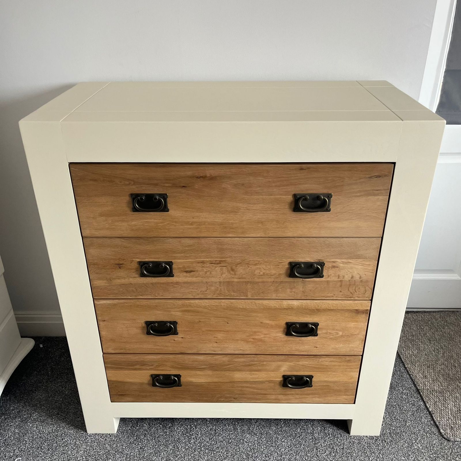 Solid Oak Chest Of Draws: Matt Cream