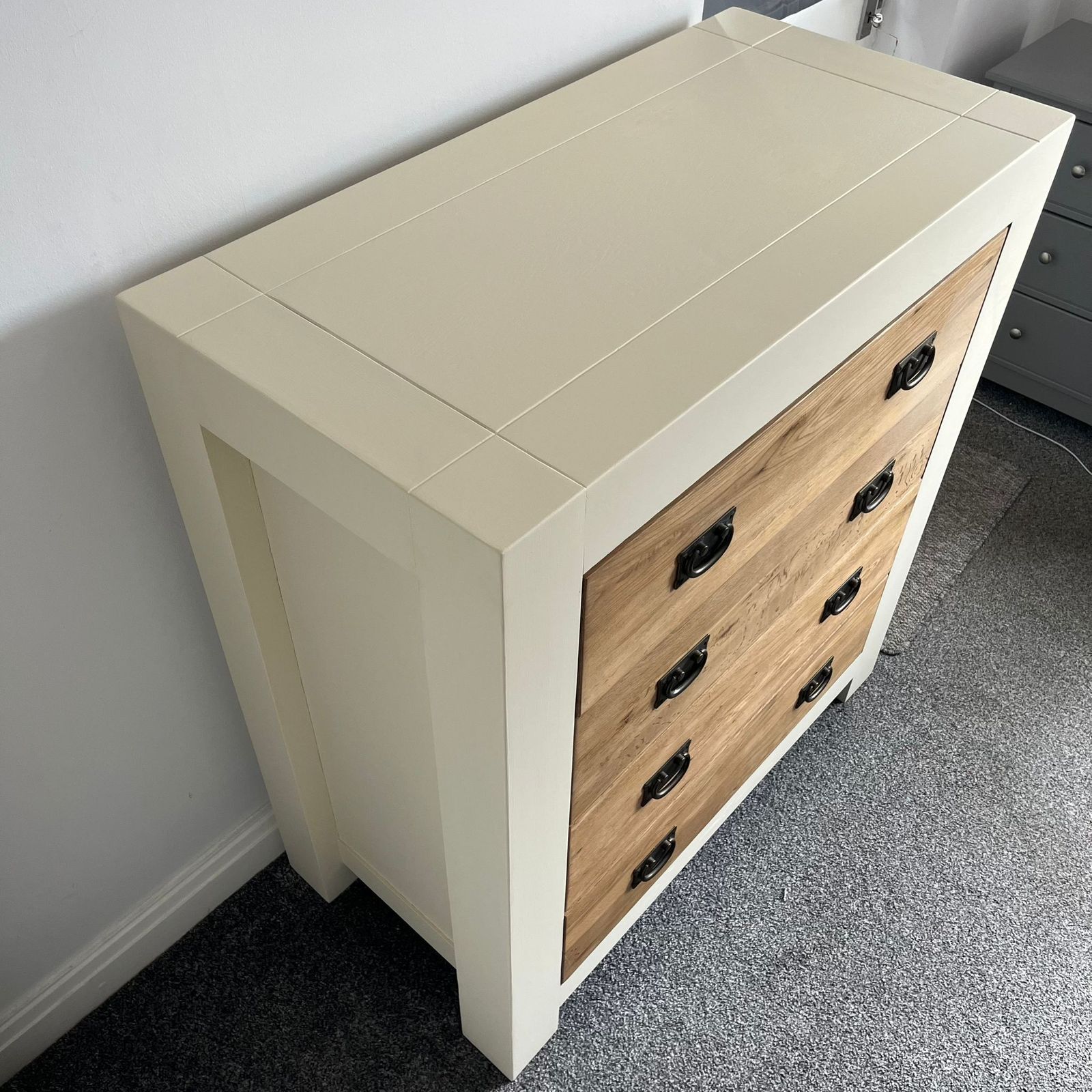 Solid Oak Chest Of Draws: Matt Cream photo Furniture