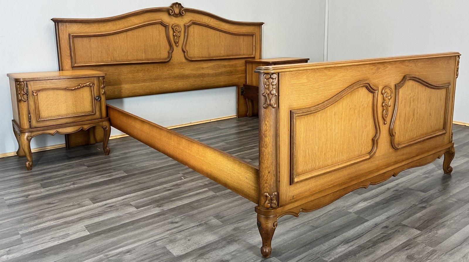 Bed Frame Vintage French Louis Style Double With Matching Bedsides Lot 4101 photo furniture