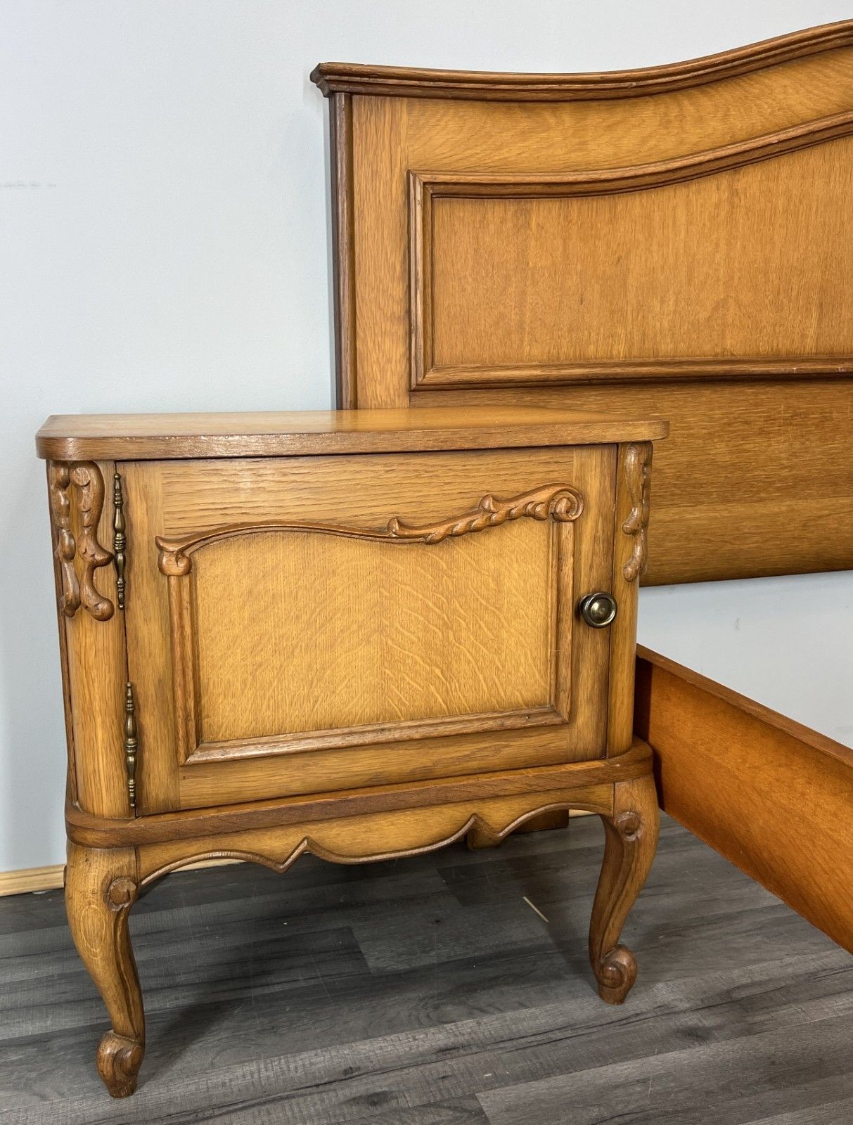 Furniture Bed Frame Vintage French Louis Style Double With Matching Bedsides Lot 4101 photo