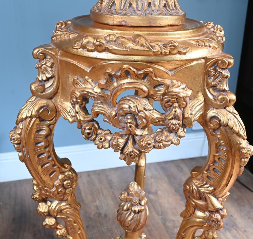 Pair French Gilt Pedestal Stands Rococo Tables photo Home Decor