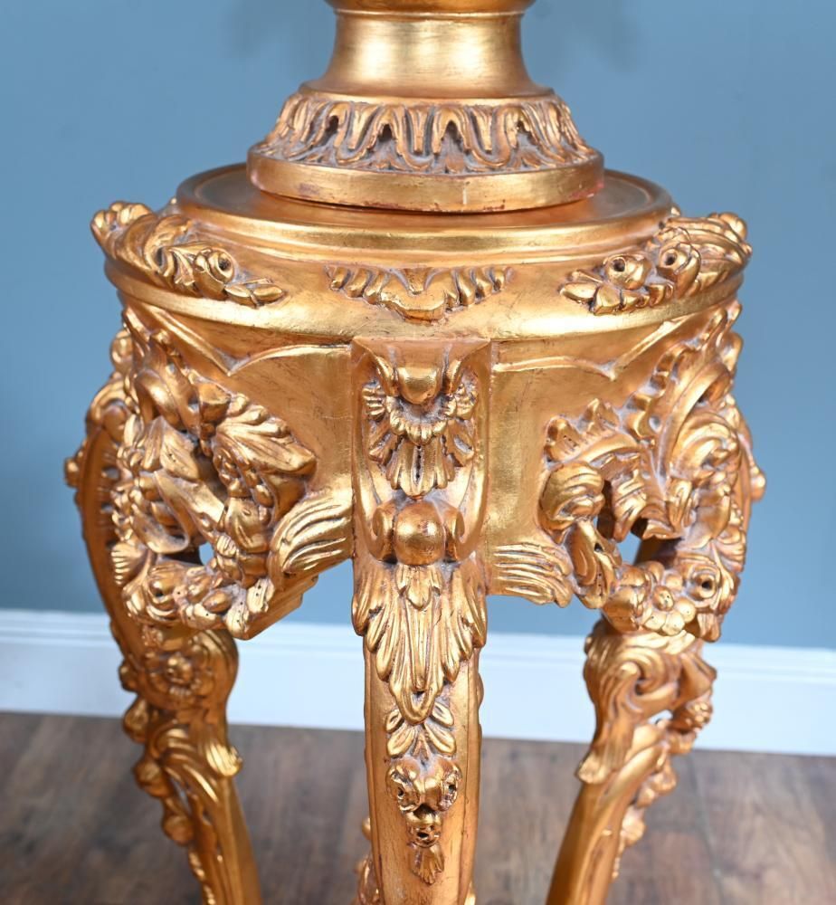 photo for sale Pair French Gilt Pedestal Stands Rococo Tables