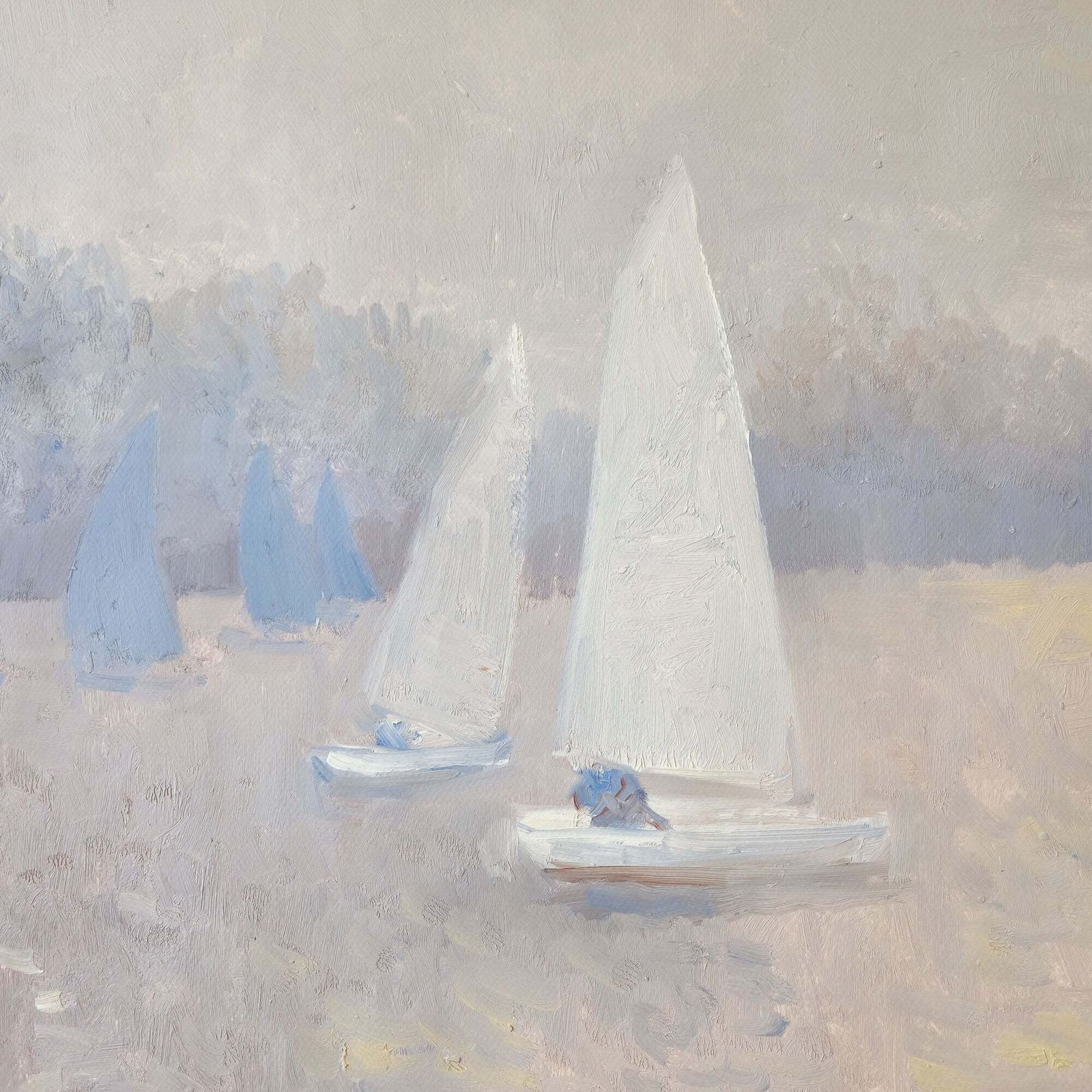 'Dingy Sailing On The Thames By Bernard Myers photo for sale