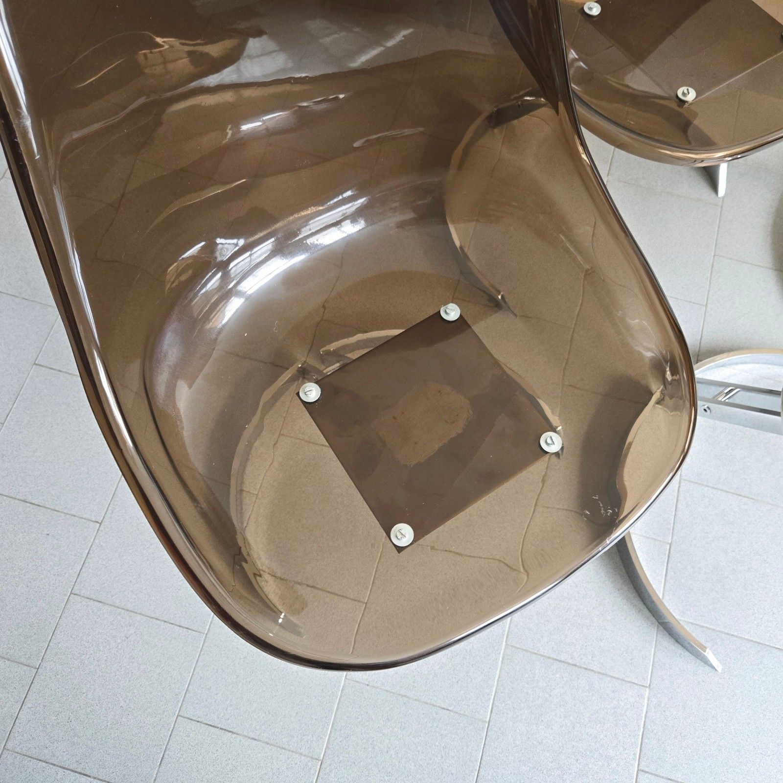 1623.0 Vintage 1970 Eurosteel Plexiglas & Chrome Dlg Boris Tabacoff 4 Chair Suite photo