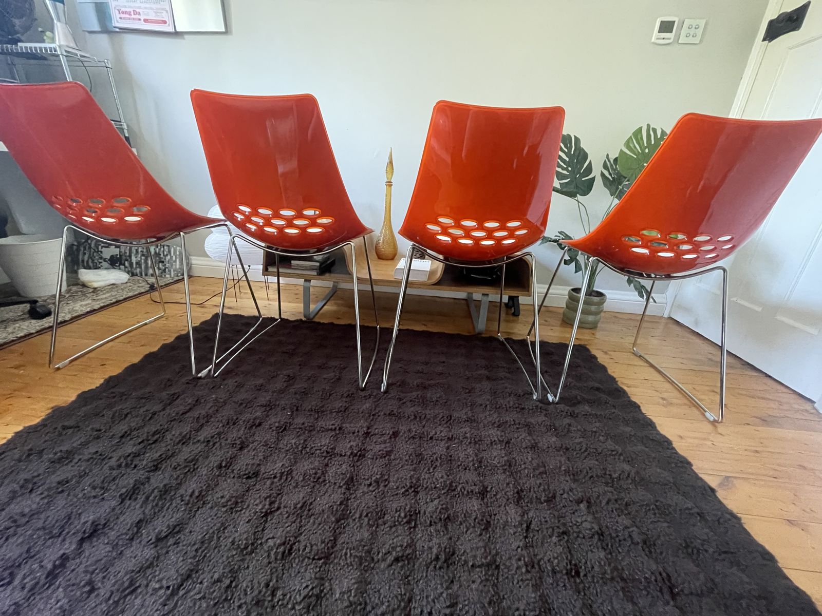 Calligaris Jam Chair Sleigh Style, White And Orange photo furniture