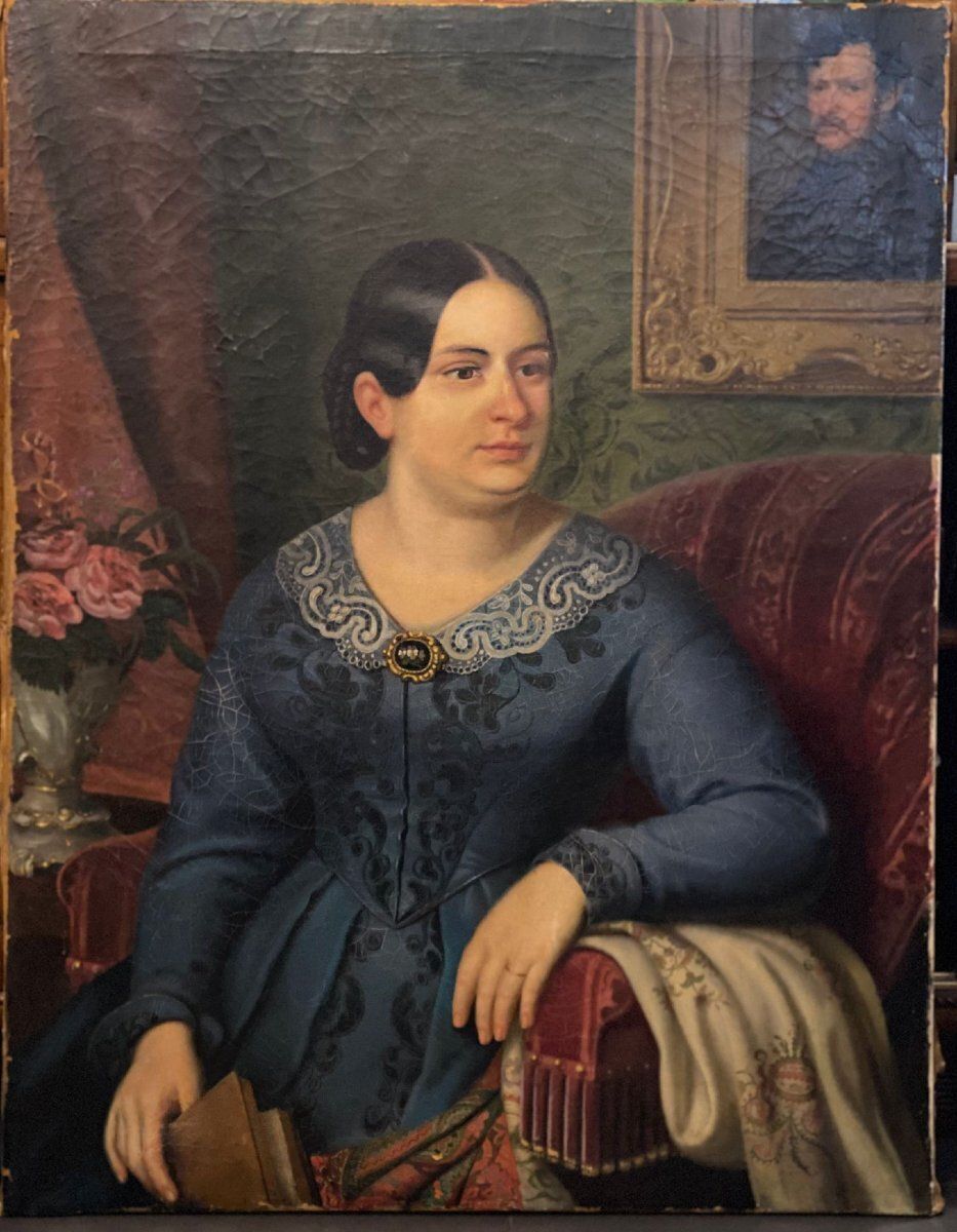 Art Oil Painting On Canvas, Portrait. Biedermaier Artist photo