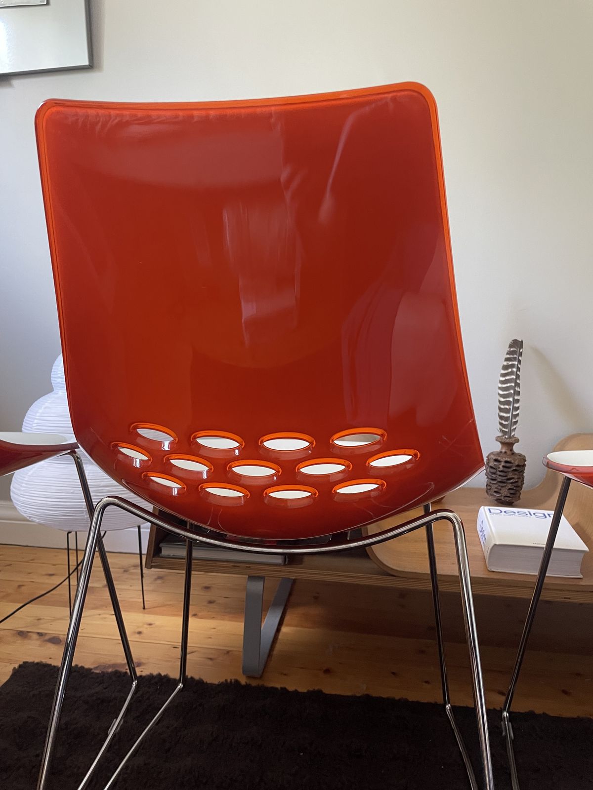 Calligaris Jam Chair Sleigh Style, White And Orange photo for sale
