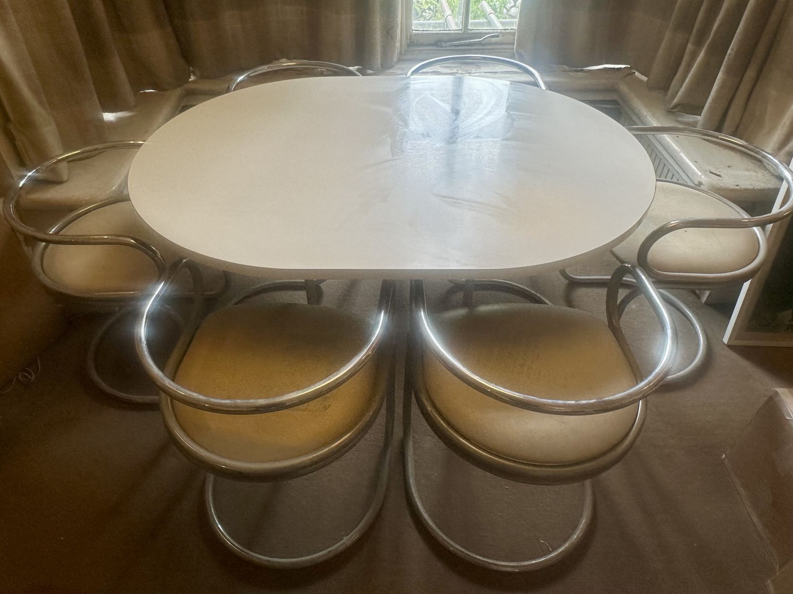 Late 1960’s Original Set Of Dining Table And 6 Matching Chairs