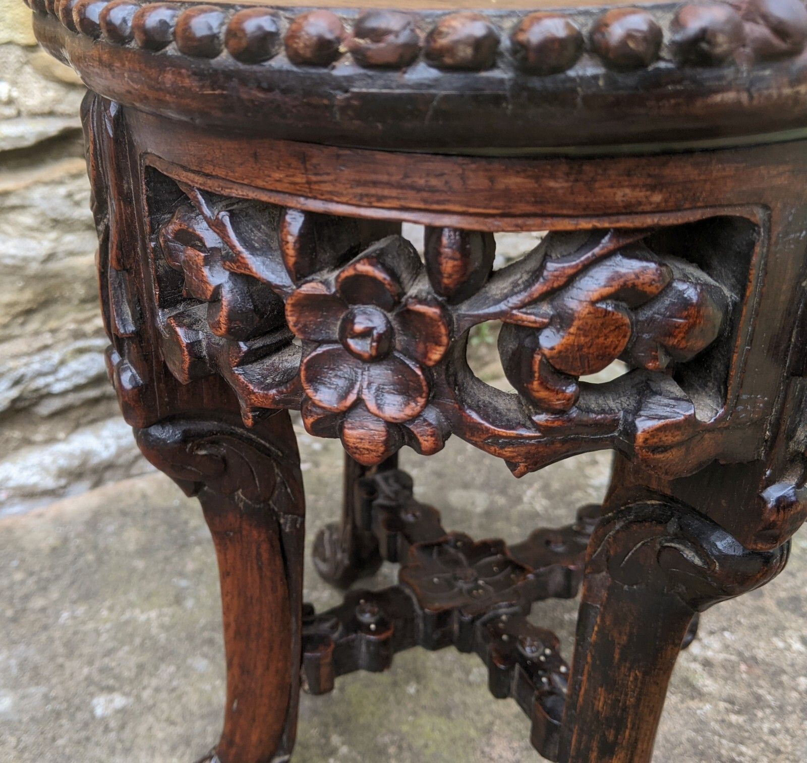 Antique Meiji Hardwood Stand Marble Top photo Furniture