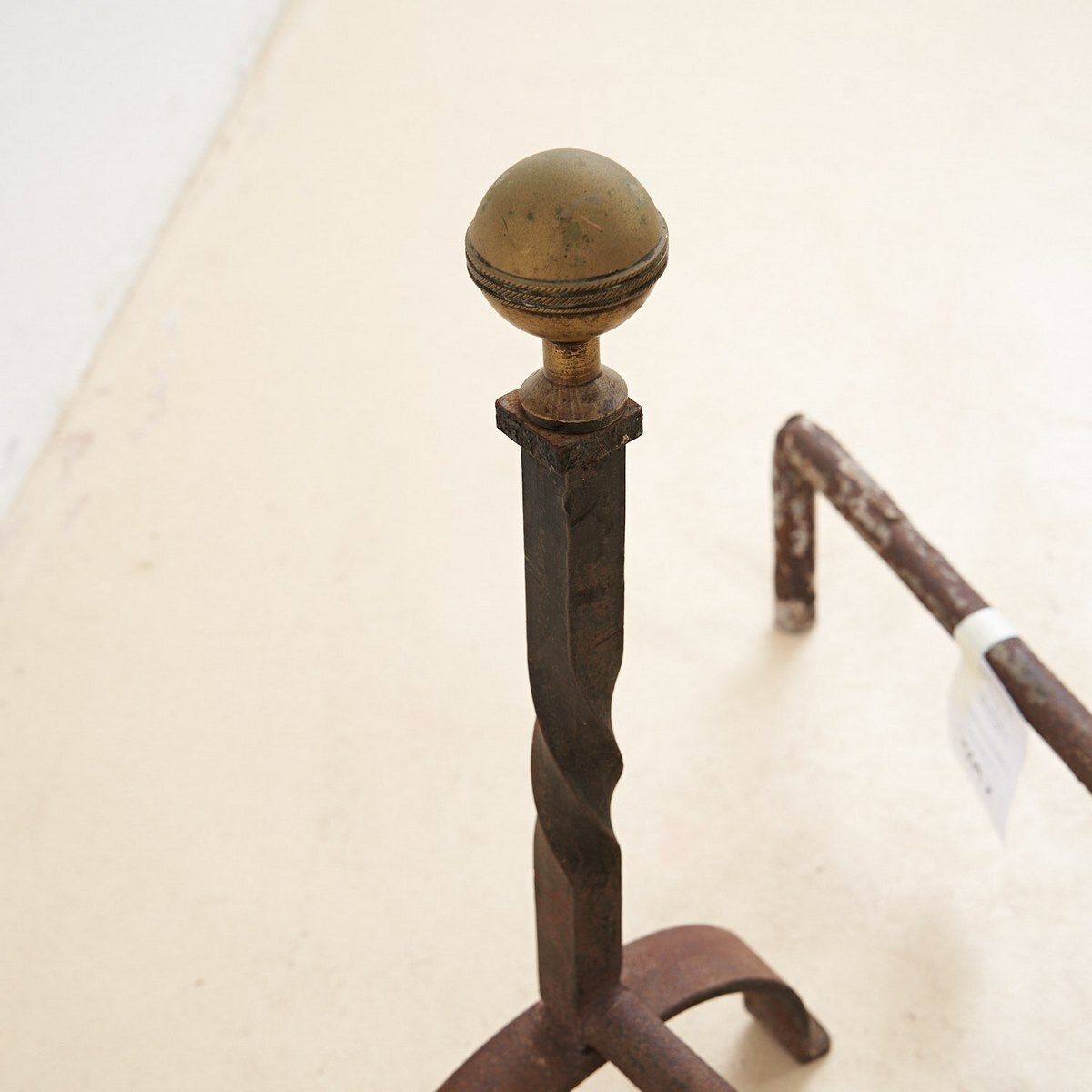 Pair Of Antique Wrought Iron Andirons photo Home Fixtures