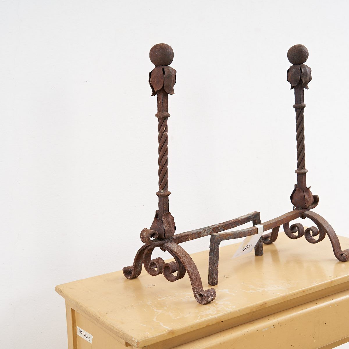 Pair Of Antique Wrought Iron Andirons photo furniture