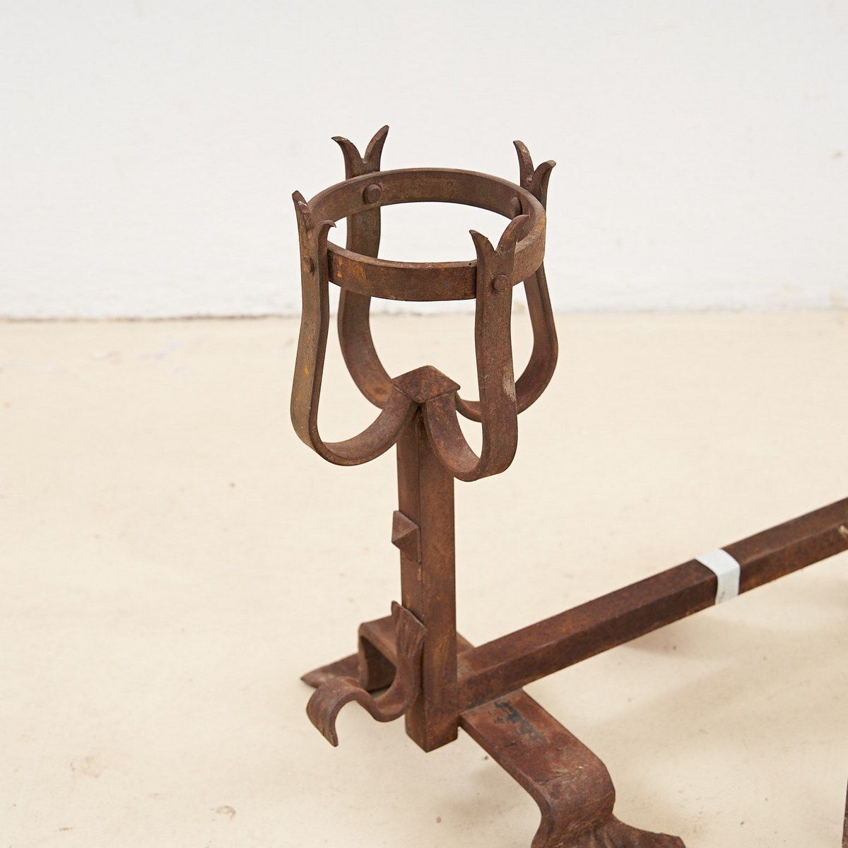 Pair Of Wrought Iron Andirons, Early 1900s photo for sale