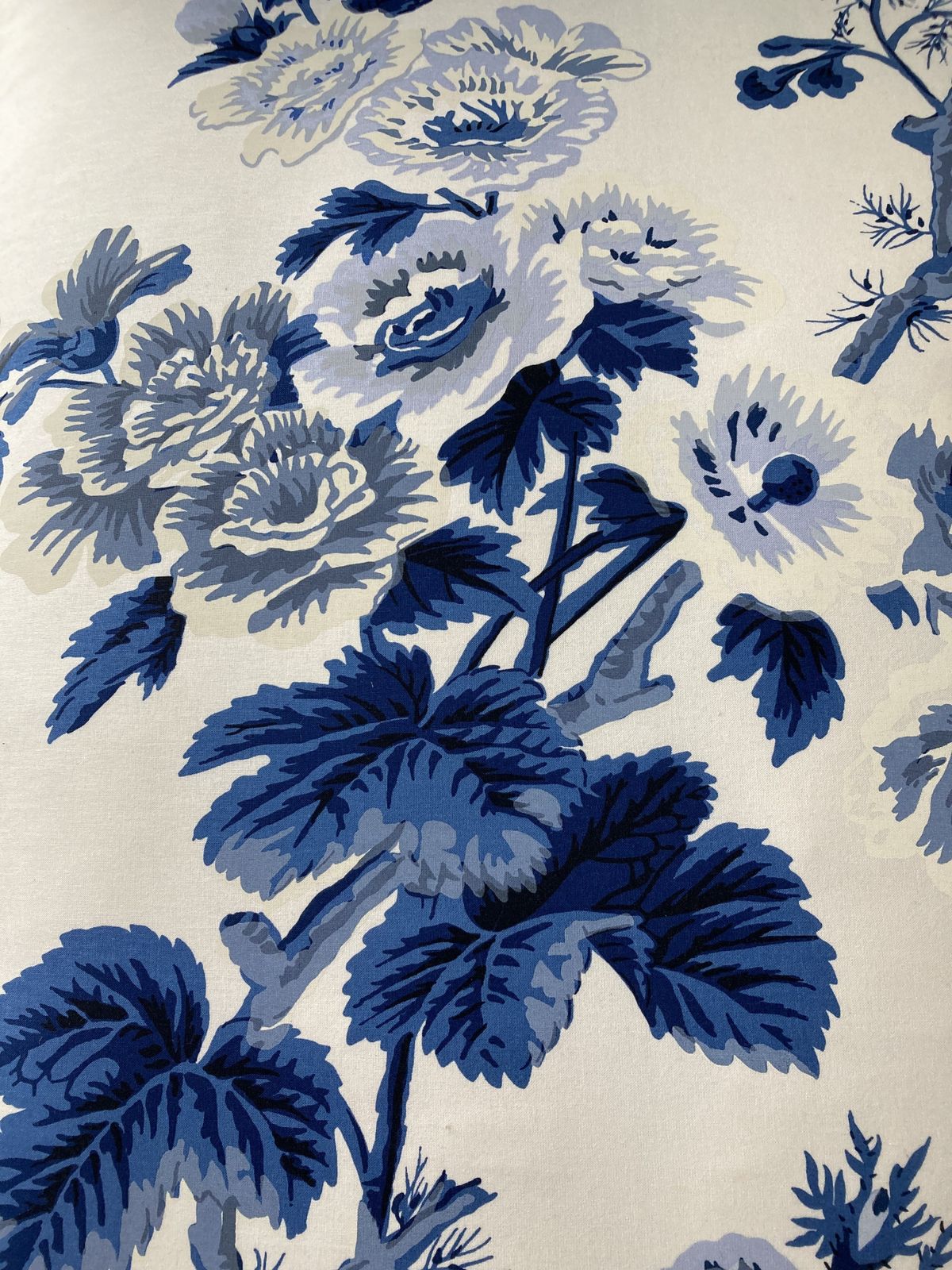 photo furniture Slipper Chair   Pristine  Schumacher Hollyhock Pyne Indigo Fabric