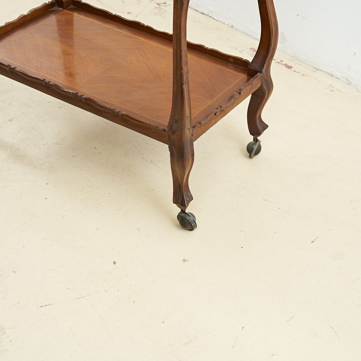 Vintage Threaded Wooden Food Trolley photo for sale