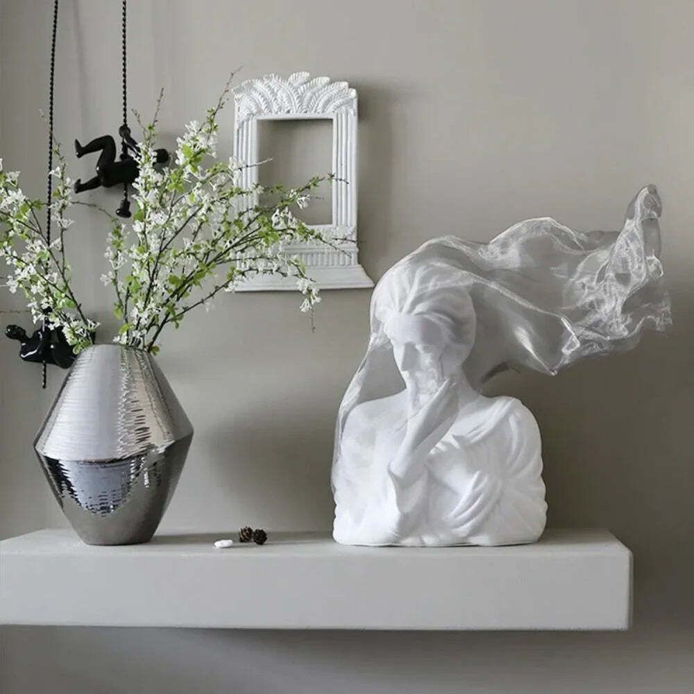 Golden Veil Girl Sculptures For Home Decor photo Art
