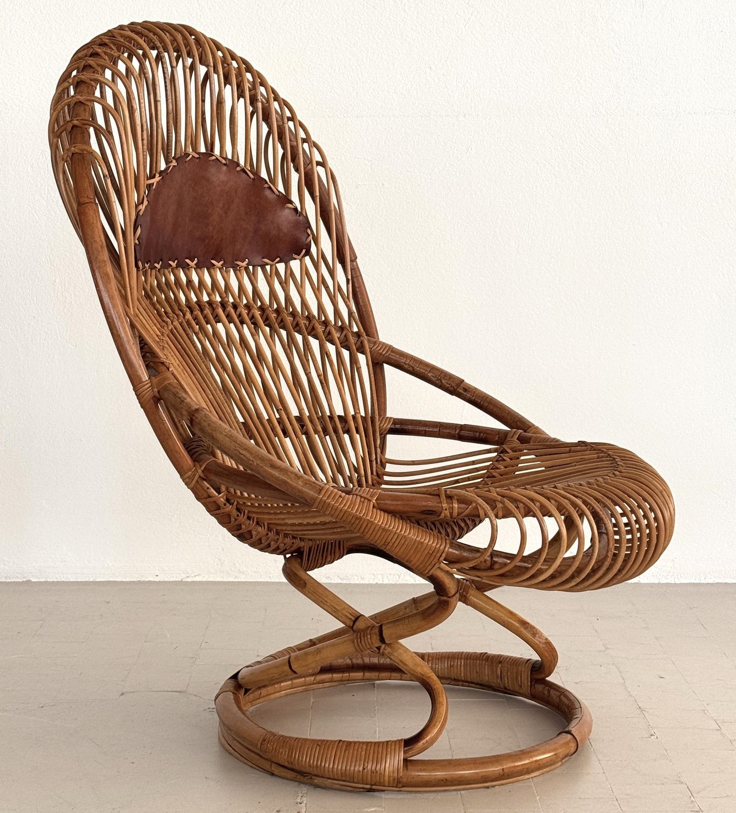 Tito Agnoli Organic Bamboo Wicker Easy Chair For Bonacina,  1960s