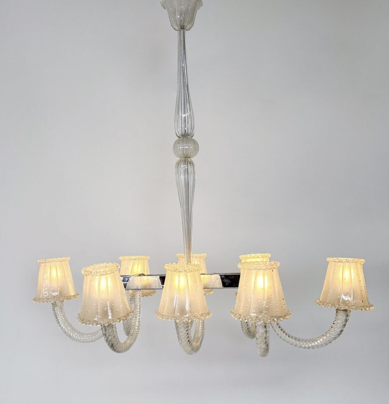 Barovier And Toso Chandelier, Murano Glass – 8 Sconces photo vintage