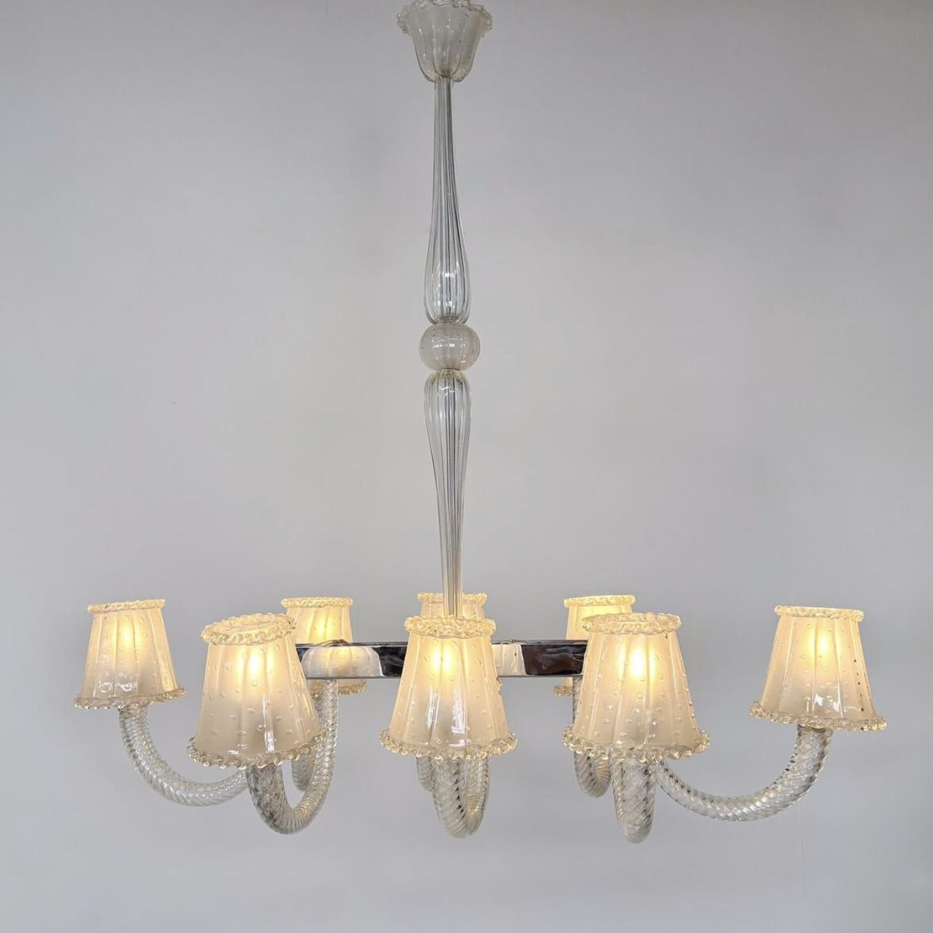 photo for sale Barovier And Toso Chandelier, Murano Glass – 8 Sconces