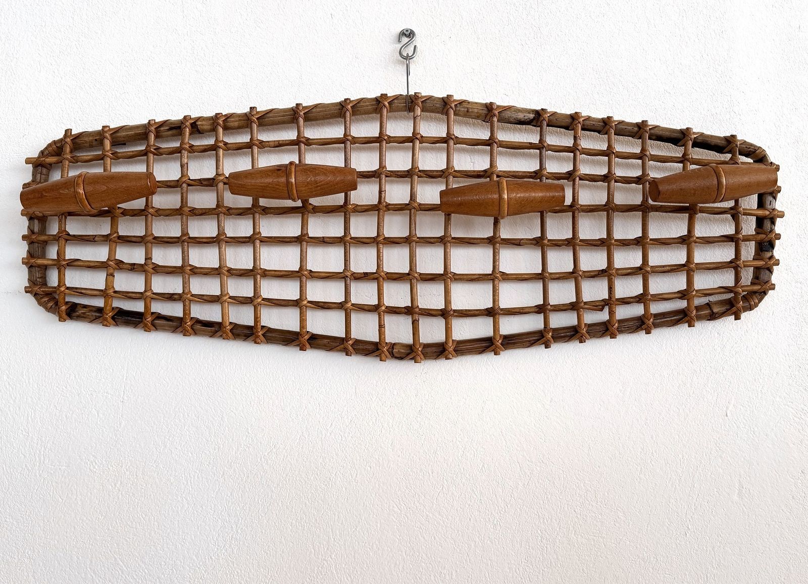 Italian Bamboo And Rattan Coat Hanger Or Coat Rack, 1970s photo 750.0