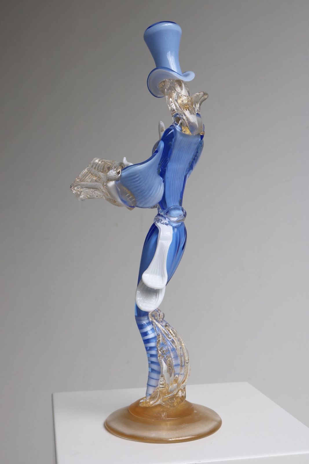 Murano Glass Dancing Gentleman Blue Gold Aventurine – Franco Toffolo Style – Venetian Art Figurine photo Home Decor