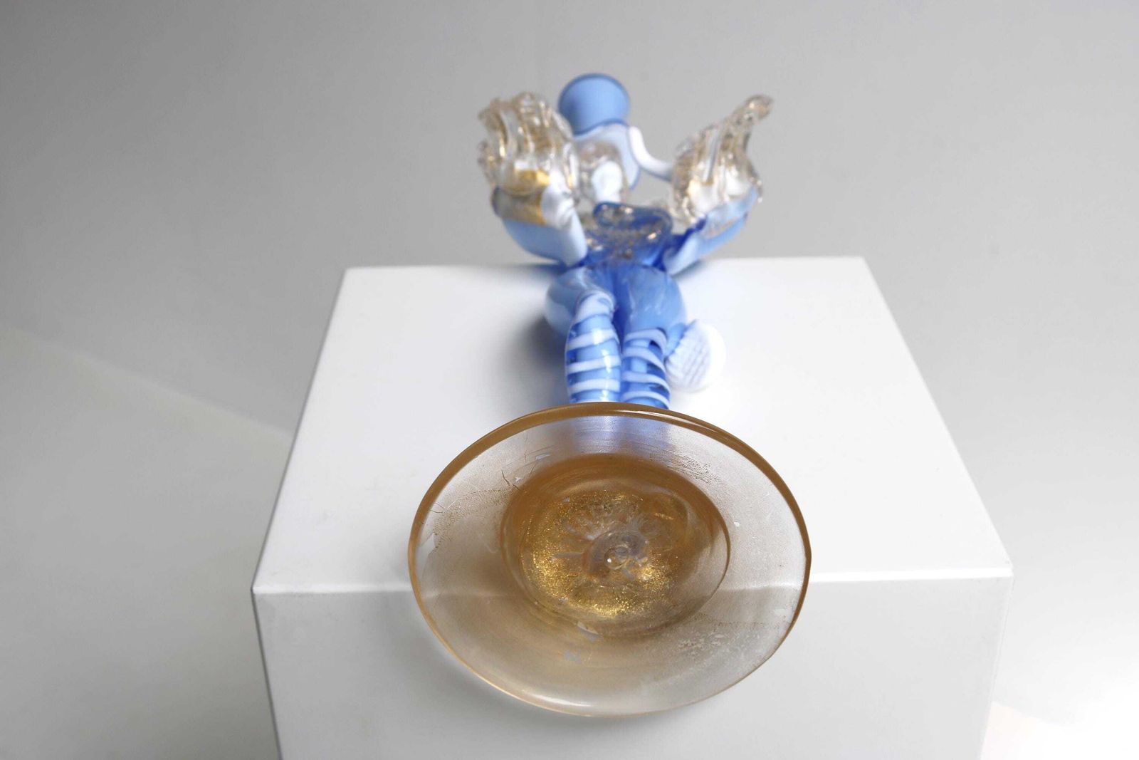 photo for sale Murano Glas Dansende Heer Blauw Goud Avonturien – Franco Toffolo Stijl – Venetiaans Kunstfiguur