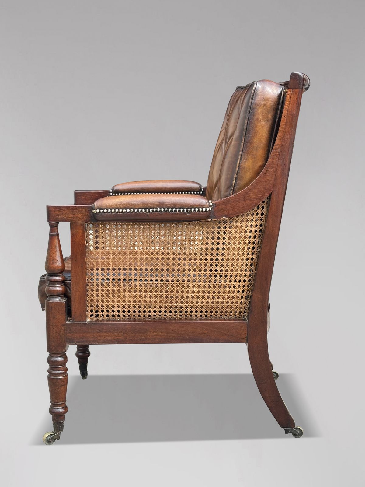 Early 19th Century George IV Period Mahogany Caned Library Bergère photo Furniture
