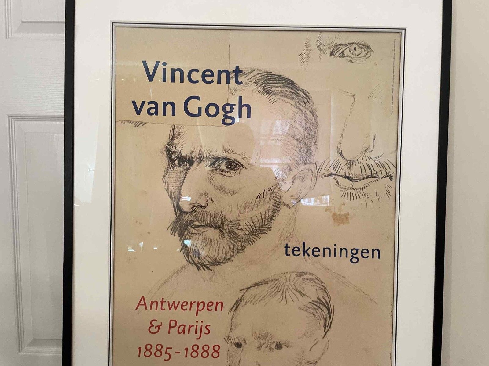 Rare 2002 Dutch Vincent Van Gogh Self Portrait Sketch Museum Exhibition Poster. photo Art